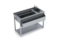 Bar station 120x60x86cm INOX με γούρνα και ρίνσερ