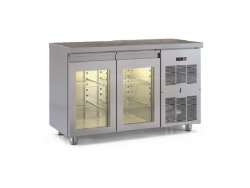 Ανοξείδωτο ψυγείο πάγκος συντήρηση PSM13060 με 2 γυάλινες πόρτες GN