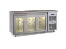 Ανοξείδωτο ψυγείο πάγκος συντήρηση PSM17560 με 3 γυάλινες πόρτες GN