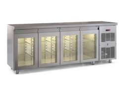 Ανοξείδωτο ψυγείο πάγκος συντήρηση PSM22060 με 4 γυάλινες πόρτες GN
